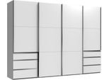 Armadio Con Ante Scorrevoli Level 300X65X216Cm Bianco Cassetti A 4 Ante