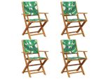Syfax™ Sedie Da Giardino Pieghevoli 4Pz Verde Tessuto E Legno Massello