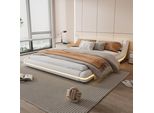 Letto Imbottito Merax 160X200Cm, Letto Piano Con Illuminazione Led, Rete A Doghe, Letto Matrimoniale, Letto Per Bambini, Letto Per Ragazzi, Pu, Bianco