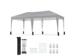 Gazebo Costway 3X6M, Gazebo Pieghevole Pop Up Con Borsa Per Il Trasporto, Ruote E 6 Sacchi Di Sabbia, Gazebo Per Feste Con Protezione Uv 50+, Gazebo Da Giardino Regolabile In Altezza Grigio