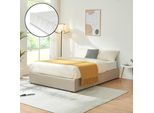 Letto Imbottito 'Nola' Con Materasso E Rete 140 X 200 Cm Lino Beige