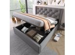 Letto Imbottito Merax Letto Matrimoniale Idraulico 160X200Cm, Letto Contenitore Con Rete A Doghe In Metallo, Con Testiera E Meccanismo Di Sollevamento, Grigio