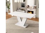 Tavolo Da Pranzo Flieks Tavolo Da Pranzo Rettangolare, Tavolo Da Cucina Allungabile Con Gambe A V, Tavolo Allungabile Per 4-8 Persone, 120-160X80X75,5 Cm, Bianco