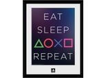 Playstation - Mangiare Dormire Ripetere - Stampa D'arte Con Cornice