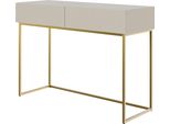 Selsey Veldio - Comodino Con Due Cassetti E Struttura In Metallo Dorato, Grigio-Beige Taupe, 110 Cm