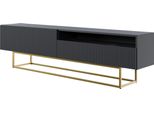 Selsey Veldio - Mobile Tv Con Vano A Giorno, Nero Con Struttura In Metallo Dorato, 175 Cm