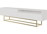 Selsey Veldio - Mobile Tv Con Vano A Giorno, Bianco Con Struttura In Metallo Dorato, 175 Cm