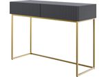 Selsey Veldio - Comodino Con Due Cassetti E Struttura In Metallo Dorato, Nero, 110 Cm