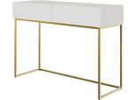 Selsey Veldio - Comodino Con Due Cassetti E Struttura In Metallo Dorato, Bianco, 110 Cm