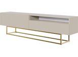 Selsey Veldio - Mobile Tv Con Vano A Giorno, Grigio-Beige Tortora Con Struttura In Metallo Dorato, 175 Cm