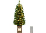 Costway Albero Di Natale Artificiale Da 120 Cm In Vaso, 3 Modalità Di Illuminazione, Albero Di Natale Illuminato Con Luci Led Bianco Caldo E Timer E 160 Punte Di Rami In Pvc