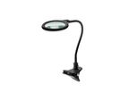 Goobay 65577 Lampada D'ingrandimento A Led A Clip, 6 W, Nera, 1,5 M - 480 Lm, Lente Di Vetro Da 100 Mm, Ingrandimento 1,75X, 3 Diottrie