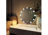 Specchio Per Il Trucco Emke Hollywood Con Specchio D'ingrandimento 7X, Specchio Per Il Trucco Rotondo Bianco 160X500X580 Mm Con Touchscreen Intelligente E 3 Colori Di Luce, 11 Luci Led Dimmer Ruotabili A 360° E Funzione Di Memoria