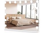 Costway Specchio Hollywood Con 15 Luci Led Dimmerabili, Ingrandimento 10X, Specchio Per Il Trucco 46X58Cm