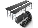 Arebos 2X Panca Da Birra Pieghevole 183X28X43 Cm Pieghevole, Campeggio E Giardino, Nero