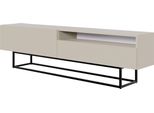 Selsey Veldio - Mobiletto Tv Con Vano A Giorno, Grigio-Beige Con Struttura In Metallo Nero, 175 Cm