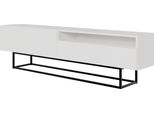 Selsey Veldio - Mobiletto Tv Con Vano A Giorno, Bianco Con Cornice Metallica Nera, 175 Cm