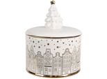 Clayre & Eef Barattolo Di Stoccaggio Coperchio Ø 15X19 Cm Ceramica Bianca Argentata Materiale Case
