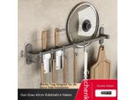 Binario Di Aggancio Per Utensili Da Cucina Binario Di Aggancio Per Cucina Senza Foratura Con 6 Ganci, Ganci Per Cappotti Capacità Di Carico 30 Kg Alluminio Finitura Opaca （40 Cm）