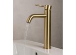 Miscelatore Per Lavabo Everest Xl - Oro - Monocomando Con Kit Di Installazione E Tubi Flessibili