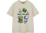 Minecraft - Maglietta "Survival Mode"" Per Ragazzi A Maniche Corte NS8905 (128) (Beige)"
