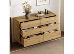 Credenza Moderna Merax Con 6 Cassetti, Cassettiera In Look Legno Con Piedini In Metallo E Ampio Spazio Di Archiviazione, Soggiorno E Sala Da Pranzo, Colore Legno