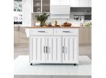 Carrello Da Cucina Merax Con Piano Pieghevole, Carrello Di Servizio Con 2 Cassetti E Spazio Di Archiviazione, Isola Da Cucina Per Sala Da Pranzo 129X71X91,5 Cm Su Rotelle, Tavolo Pieghevole Bianco