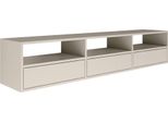 Selsey Framme - Pannello Tv Pensile Con Tre Ante E Ripiani Aperti, Grigio Cashmere, 150 Cm