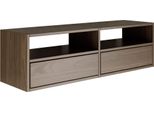 Selsey Framme - Pannello Tv Pensile Con Due Ante E Ripiani Aperti, Noce Effetto Legno, 100 Cm