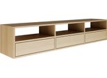 Selsey Framme - Pannello Tv Pensile Con Tre Ante E Ripiani Aperti, Rovere Effetto Legno, 150 Cm