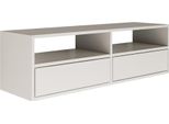 Selsey Framme - Pannello Tv Sospeso Con Due Sportelli E Ripiani Aperti, Bianco, 100 Cm