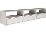 Selsey Framme - Pannello Tv Pensile Con Tre Ante E Ripiani Aperti, Bianco, 150 Cm