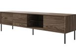 Selsey Modity - Mobile Tv A 3 Ante Con Ripiano In Vetro E Illuminazione, 175 Cm, Noce Effetto Legno