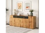 Credenza Merax Cassettiera In Legno Con 2 Cassetti E 4 Ante, Credenza In Rovere