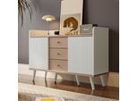 Cassettiera Merax Con 3 Cassetti E 2 Ante, Credenza Con Ripiani Regolabili, Larghezza 117,5 Cm, Bianco
