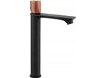 Mexen Royo One Rubinetteria Lavabo Alta, Nero/Oro Rosa - 72211-76
