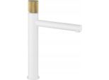 Mexen Elba One Rubinetto Lavabo Alto, Bianco/Oro - 74111-25