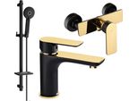 Mexen Alfa DQ40 Set Doccia, Nero/Oro - 745704DQ40-75