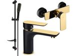 Mexen Alfa DF49 Set Doccia, Nero/Oro - 745704DF49-75