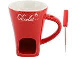 Tazza Per Fonduta Di Cioccolato, Scalda Burro In Ceramica, Accessorio Per Pentola Con Forchetta Per La Cucina, Rosso