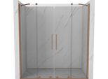 Mexen Velar Duo Porte Doccia Scorrevoli 200 Cm, Trasparente, Rame Spazzolato - 871-200-000-02-65