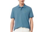 Polos Hombre Del Marchio Lacoste Del Modello Short Sleeved Ribbed Collar Blu