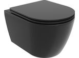 Mexen Carmen Wc Rimless Tornado Con Tavoletta A Chiusura Rallentata Slim, Duroplast, Nero Opaco - 30881085T