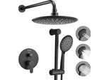 Vevor Miscelatore Doccia A Pioggia Per Il Bagno Sistema Doccia Con Soffione A Pioggia Rotondo Da 229 Mm E Doccetta, Rubinetti Da Bagno A Parete Con Valvola In Ottone E Set Decorativo, Nero Opaco