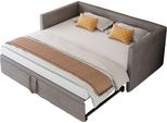 Divano Letto Allungabile 90/180 X 200 Cm Con Rete A Doghe, Divano Letto A 2 Posti, Velluto, Grigio