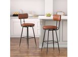 Set Di 2 Sgabelli Da Bar Fortuna Lai Con Schienale, Sgabelli Da Bar Con Rivestimento In Finto Cuoio, Sedie Da Cucina Con Poggiapiedi, Per Cucina, Soggiorno, Bar, Facile Montaggio, Marrone