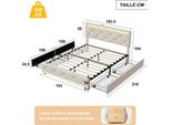 Letto Con Contenitore, 160 X 200 Cm, 4 Cassetti, Illuminazione Led, Connessione Usb, Rivestimento In Velluto, Beige