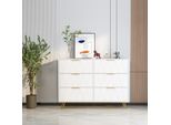 Cassettiera Bianca Con 6 Cassetti, Versatile Credenza Con Maniglie Dorate E Gambe In Metallo, Mobile Contenitore Per Camera Da Letto, Soggiorno, Corridoio