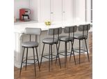 Set Di 4 Sgabelli Da Bar Proximax, Sgabello Da Bar Con Schienale, Braccioli, Poggiapiedi, Sgabello Con Rivestimento In Velluto, Sgabello Imbottito Ergonomico, Sgabello Da Cucina, Moderno, Per Bar Cucina Sala Da Pranzo, Grigio