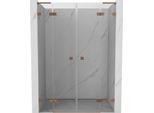Mexen Lunar L Duo Porta Doccia Battente 140 Cm, Trasparente, Rame Spazzolato - 834DL-140-000-65-00